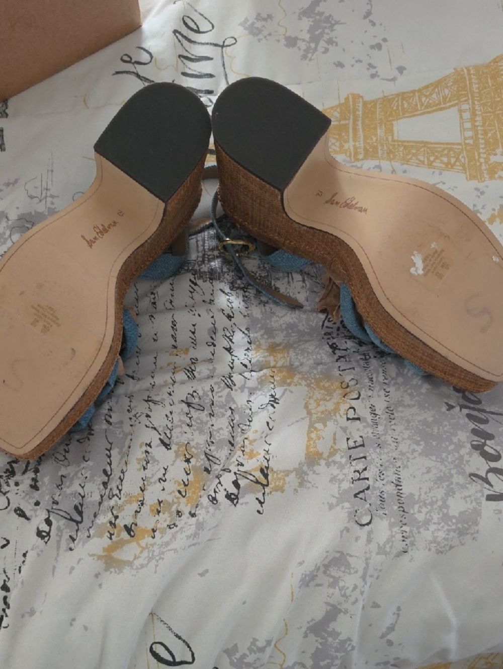 Sam Edelman Blue Strappy Cork Wedge Sandals - Picture 4 of 4